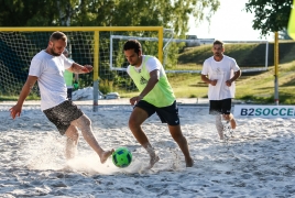 Oberschleißheim, Deutschland, 13.07.2018:Beachsoccer, B2BEACHSOCCER MünchenFoto: Christian Riedel / fotografie-riedel.net